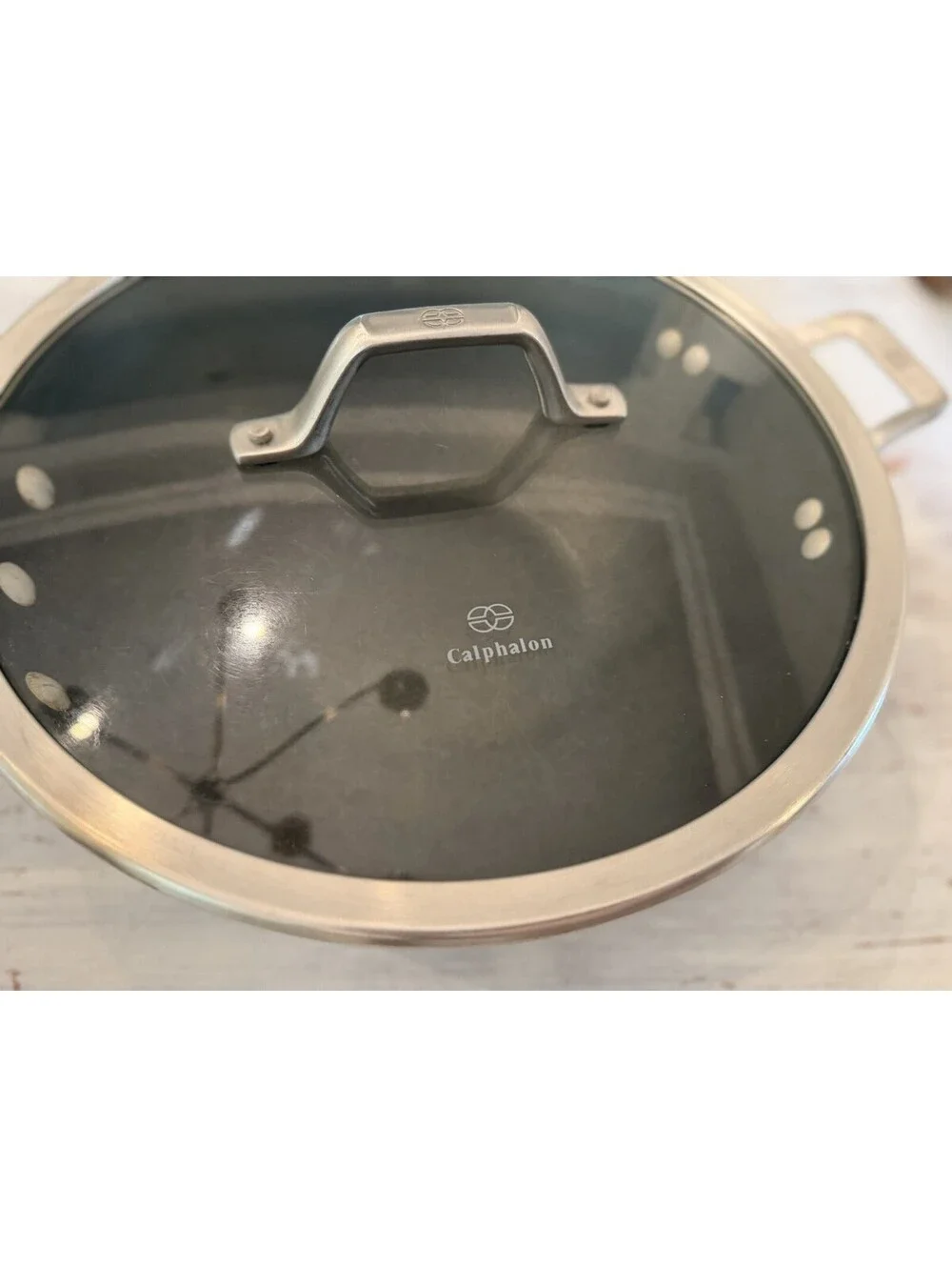 CALPHALON SIGNATURE Nonstick 12 Inch Flat Bottom Wok PAN + LID SET